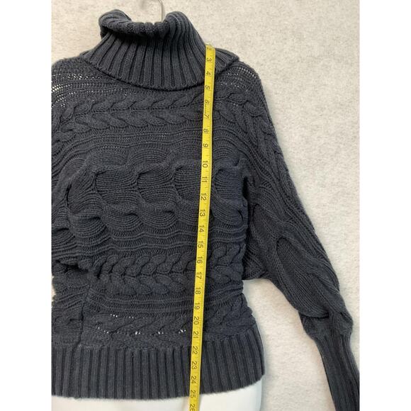 MODA International Sweater Womens Small Charcoal Turtleneck Cable Knit Dolman - Picture 3 of 10
